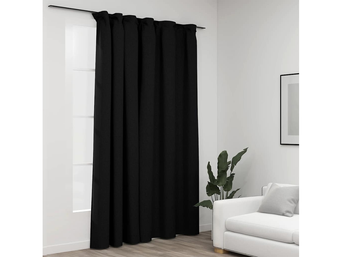 Vidaxl Cortinas Opacas Aspeto Linho Com Ganchos 290x245 Cm Antracite