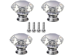 Conjunto de 4 puxadores de cristal diamante 40 mm BRILVIBERA