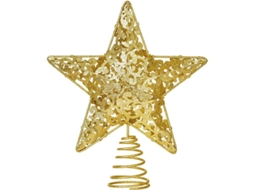 Topo de Árvore de Natal Estrela Dourada 10,7 Polegadas, Decorativo de Metal com Glitter para Natal