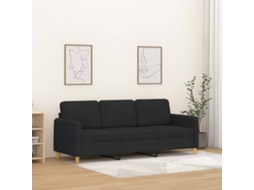 Vidaxl Sofá De 3 Lugares Tecido 180 Cm Preto