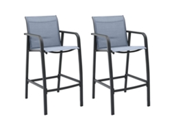 Cadeiras De Bar Para Jardim 2 Pcs Textilene Cinzento Dkd Home Decor