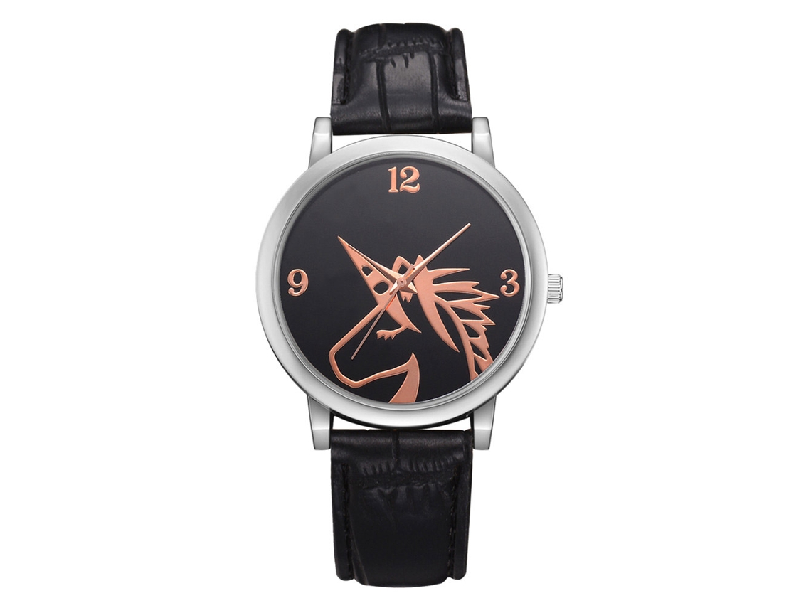 Reloj De Cuarzo Casual Fashion Para Mujer Con Correa De Pu Metal Negro