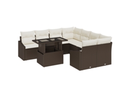 Conjunto 9 De Sofá De Jardim  Vidaxl Castanho Rattan
