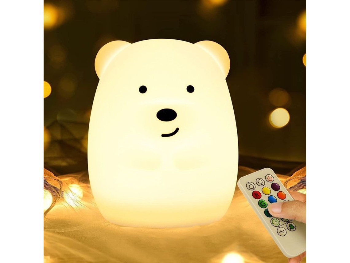 Nova Line luz Noturna Infantil Recarregável Usb Lâmpada de Silicone Animais Fofos com Sensor Touch e Controle Remoto Urso
