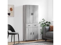Vidaxl Armário Alto 69,5x34x180 Cm Derivados De Madeira Sonoma Cinza