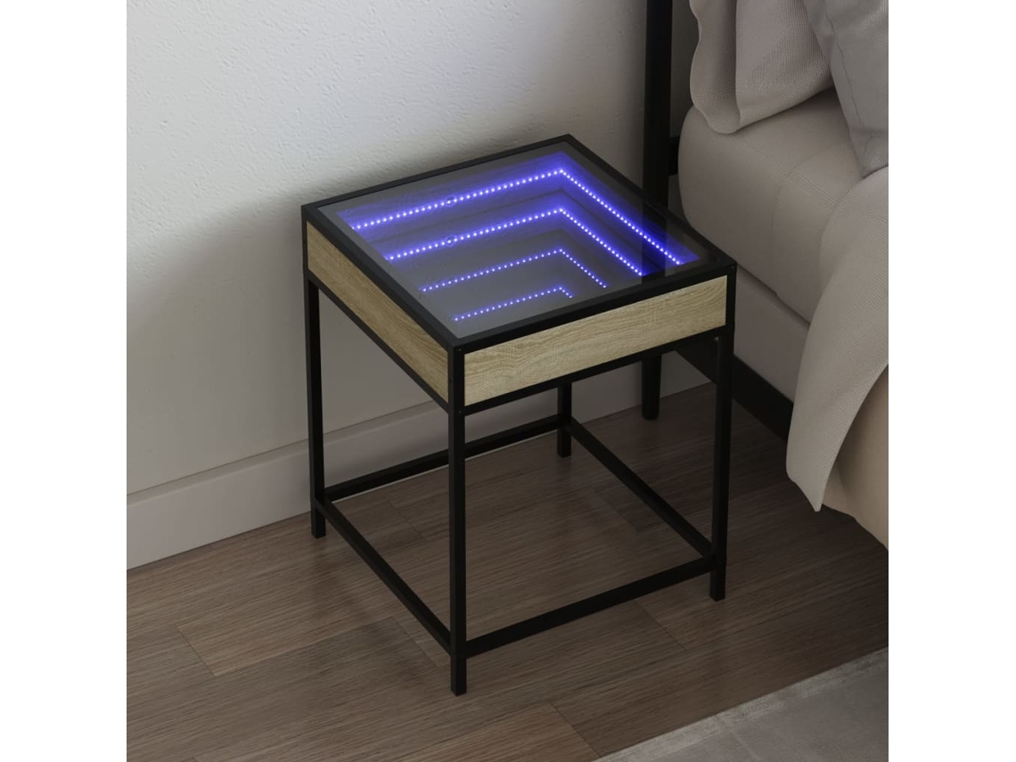 Vidaxl Mesa De Cabeceira C/ Led Infinity 40x40x51 Cm Carvalho Sonoma