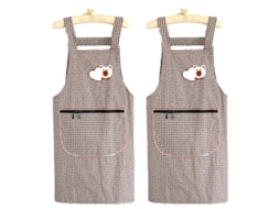 2 Delantales de Algodón Nuevos, Impermeables Y Anti grasas, Ajustables Con Bolsillo Grande, Reutilizables para Cocina Hogareña Marrón