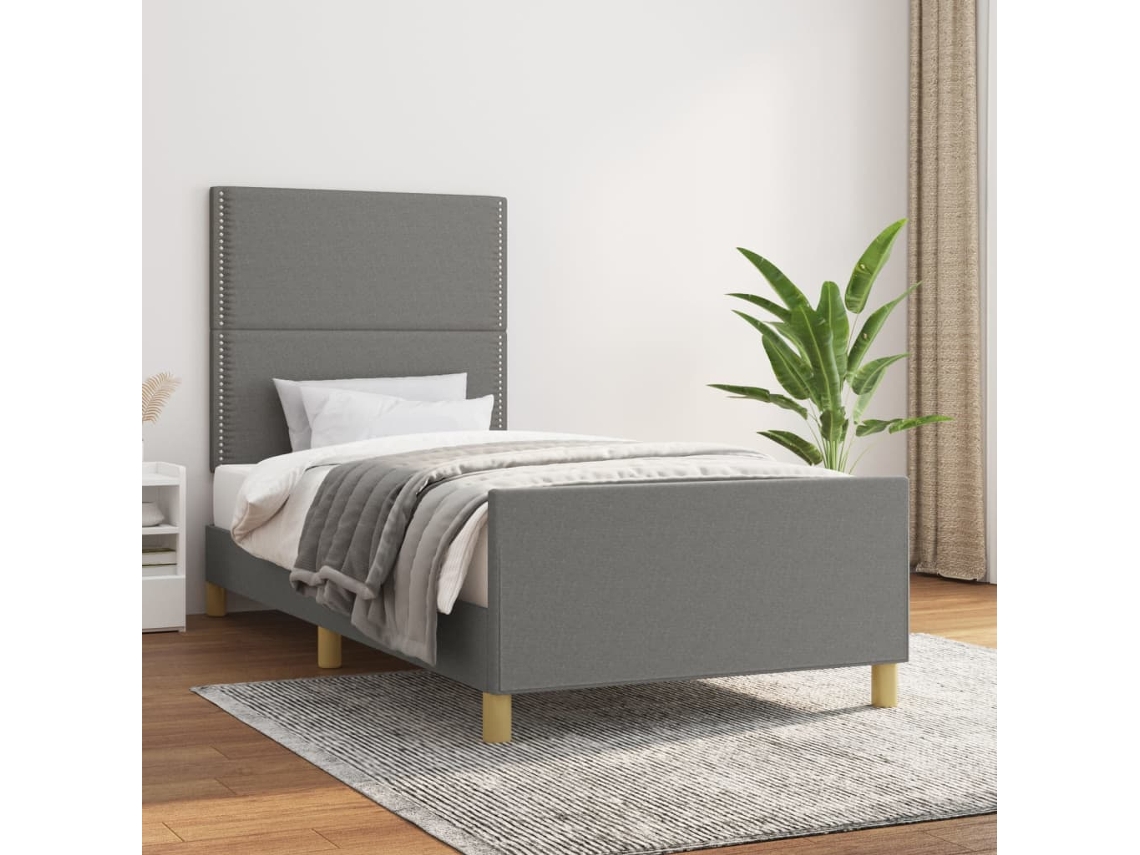 Vidaxl Estrutura De Cama Sem Colchão 100x200 Cm Tecido Cinzento-escuro