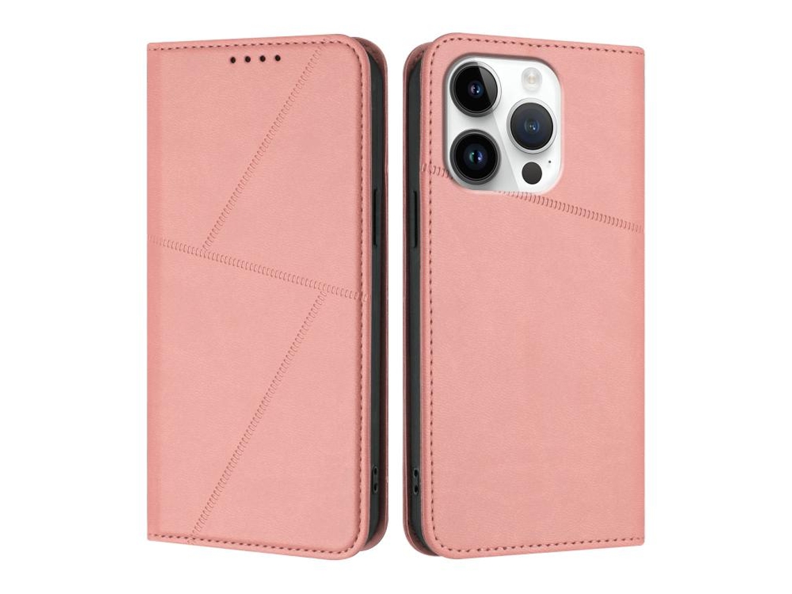 Capa De Couro Fosco Para Iphone 16 Pro - Flip Magnético