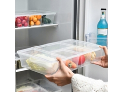 Bandeja Dividida com Tampa Selada 5 Compartimentos para Frutas Verduras Alimentos Organizador Refrigerador