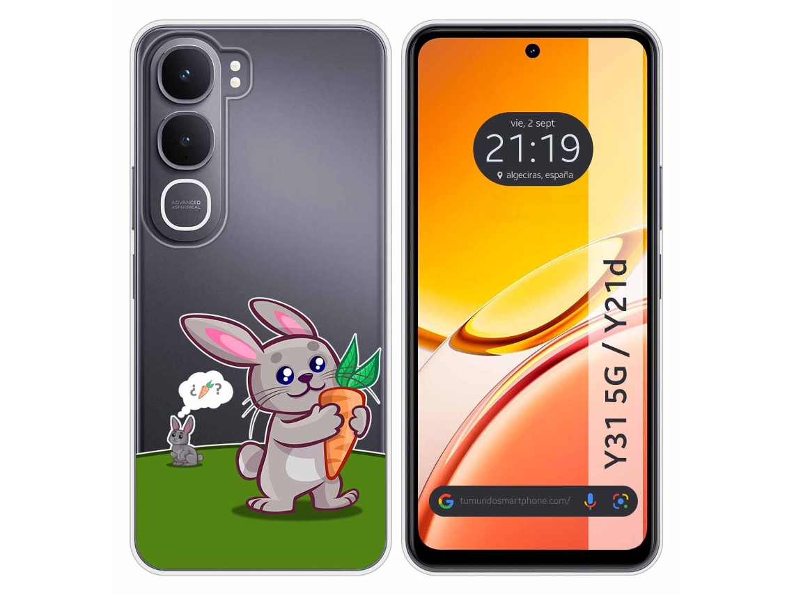 Capa Tumundosmartphone De Silicone Transparente Para Vivo Y31 5g / Y21d Com Estampa De Coelho