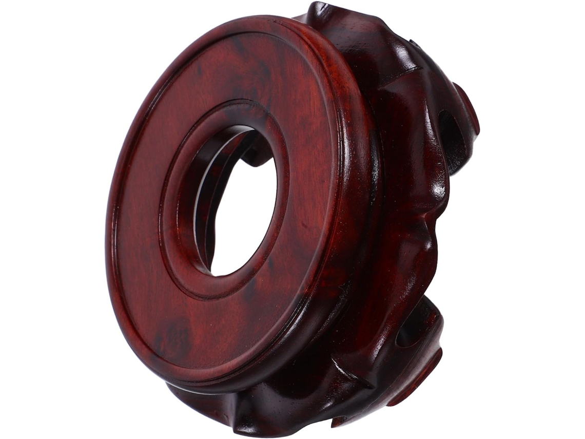 Suporte Redondo Oco De Madeira Marrom Para Guardar Bolas, Com Base Criativa De Cristal.