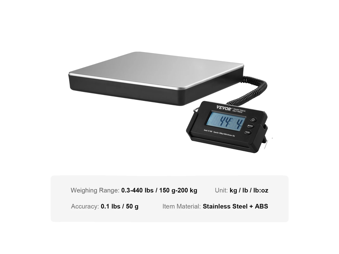 Balança Digital, Display Lcd Hd, Capacidade De Até 440 Lbs, 440 Lbs