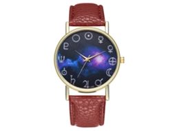 Reloj De Pulsera Unisex De Cuero Pu Con Diseño De Nebulosa Moda Café