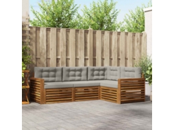 Vidaxl Conjunto De Sofás Para Exterior 4 Unid. Cinza Natural E Claro