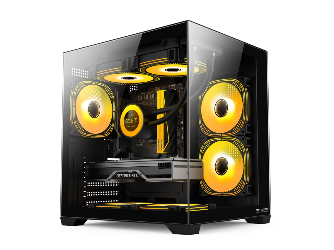 Caixa Pc Progaming Ambra Micro-atx Cube Tower, 5 Ventoinhas Argb, Comando, Preta