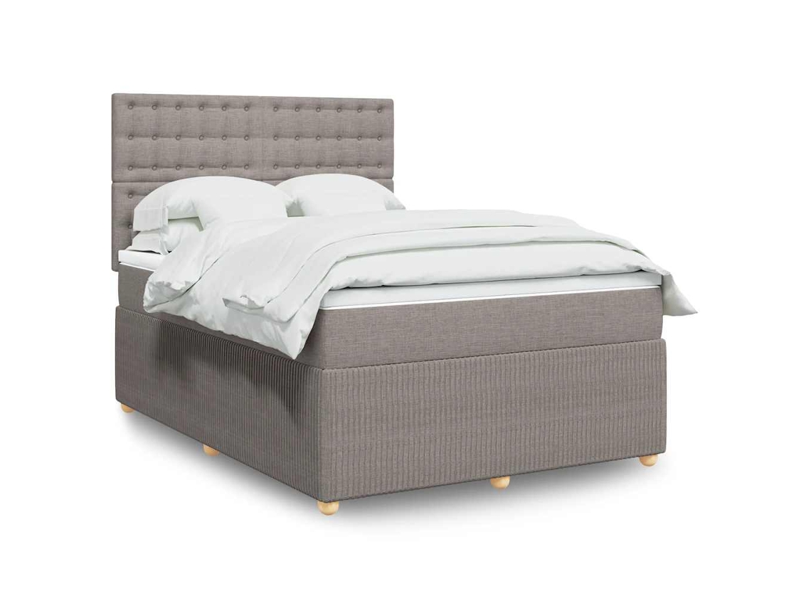 Vidaxl Cama Com Molas/colchão 140x190 Cm Tecido Castanho-acinzentado