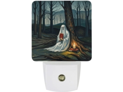 Luminária Noturna De Parede Com Plugue, Fantasma Lendo Um Livro, Luminária Noturna De Led Com Sensor, Luz Noturna Branca
