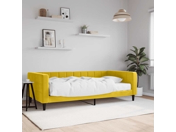 Cama De Solteiro | Camas Para Quarto | Sofá-cama Com Colchão 100x200 Cm Veludo Amarelo