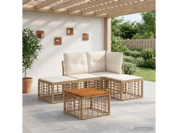 Vidaxl Conjunto De Sofás Para Exterior 5 Unid. Natural E Branco Creme
