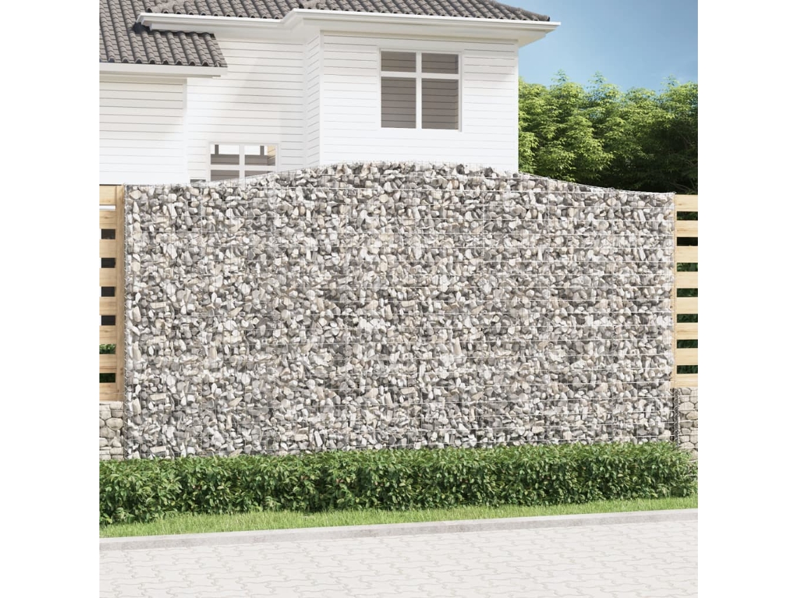 Vidaxl Cesto Gabião Arqueado 400x30x220/240 Cm Ferro Galvanizado