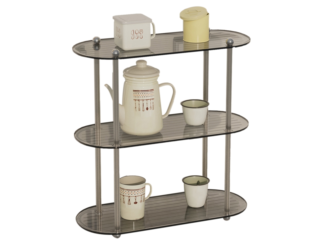 Prateleira De Mesa De Exibição Decorativa Simples 3 Camadas Destacável Desktop Organização Rack Para Quarto Banheiro Cinza