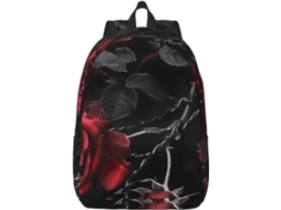 Mochila Gótica Para Laptop Estampa De Rosas Pretas Unissex Leve Estilo Casual Ideal Viagens,