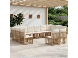 Vidaxl Conjunto de Sofás para Exterior Natural e Branco Creme