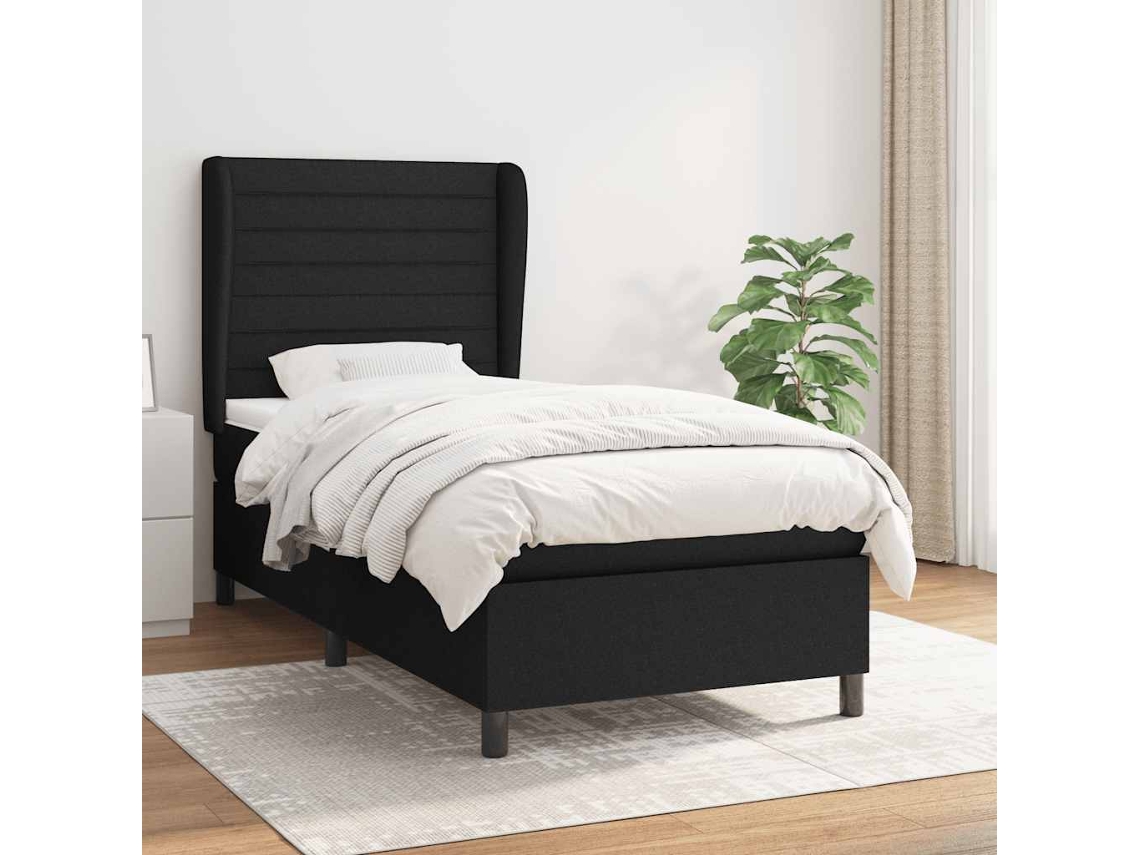 Vidaxl Cama Com Molas/colchão 100x200 Cm Tecido Preto