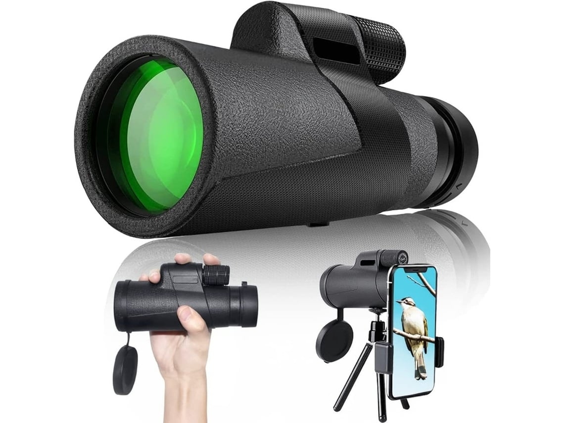 Telescópio Monocular 12x50 para Caça Viagem Acampamento Observação de Pássaros Preto USHION