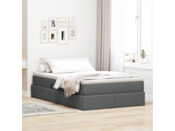 Vidaxl Cama Com Arrumação E Colchão Cinza Escuro 120 X 200 Cm