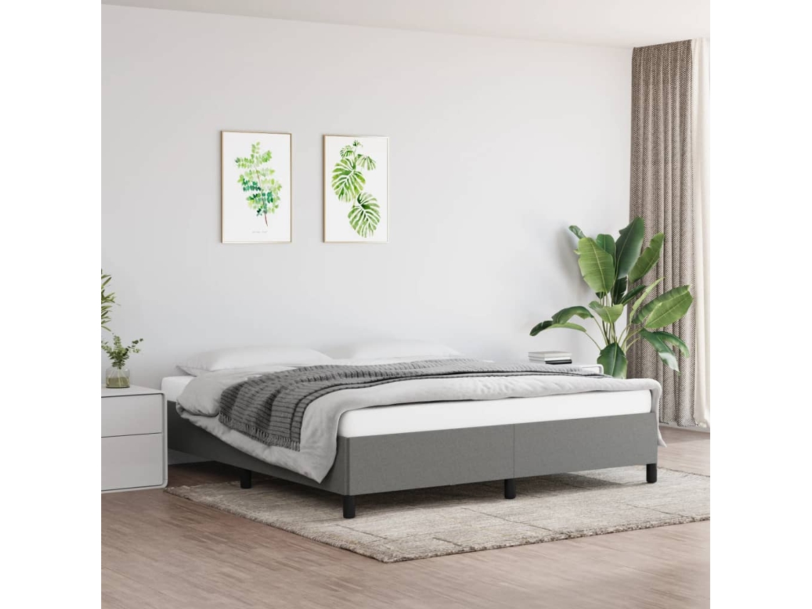 Vidaxl Estrutura De Cama Sem Colchão 160x200 Cm Tecido Cinzento-escuro