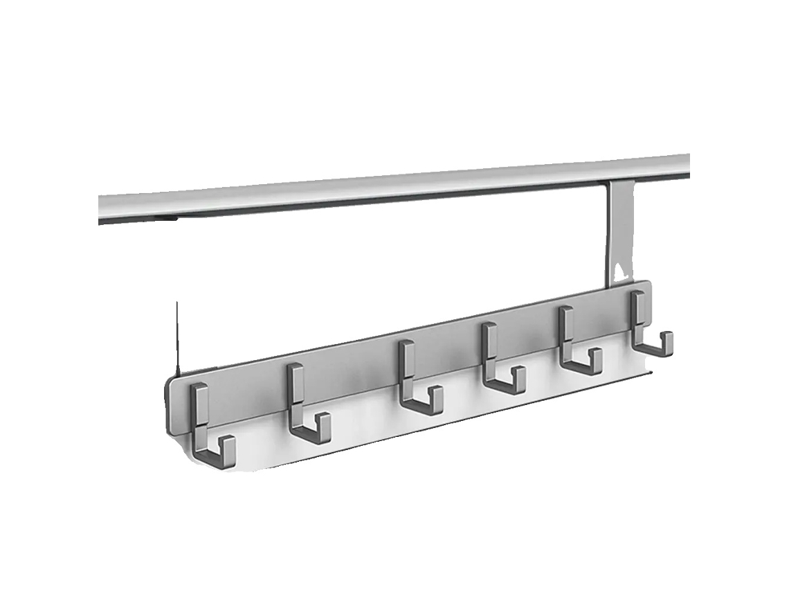 Ganchos De Porta, 6 Ganchos, Instalação Fácil, Cinza-11cm