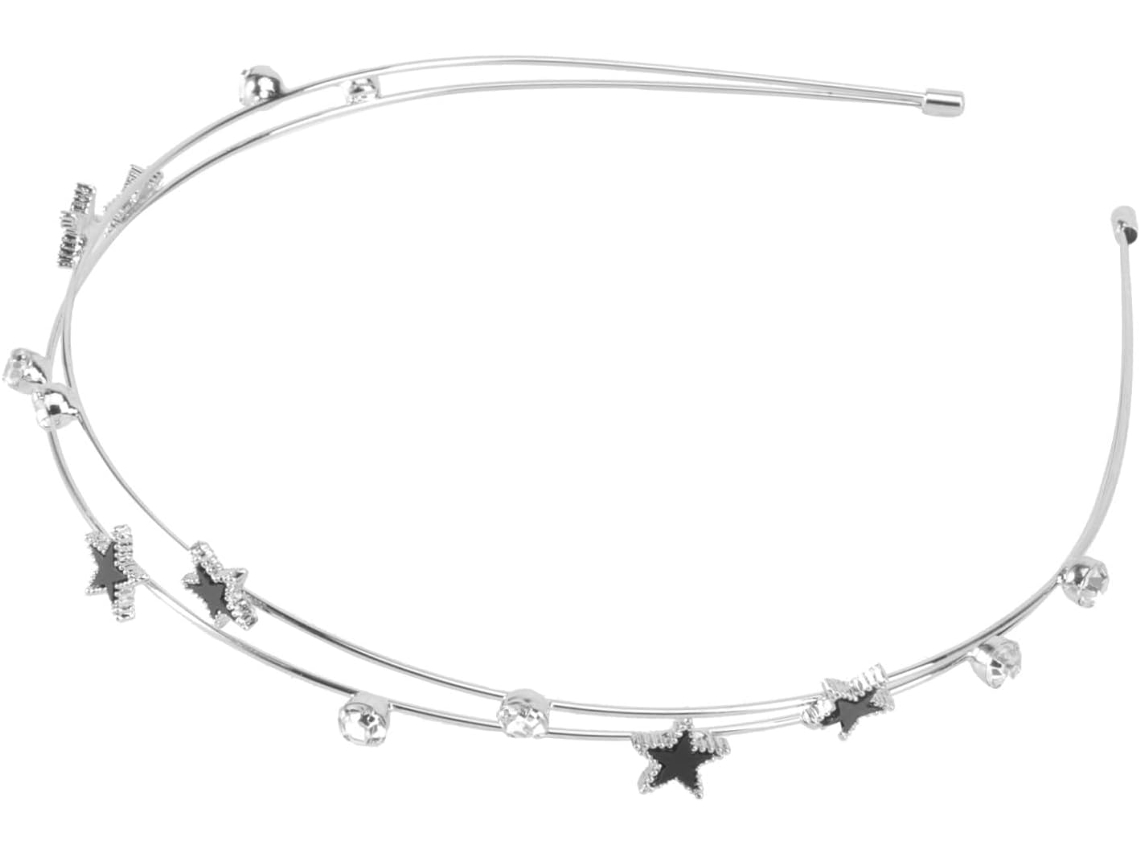 Tiara Delicada De Liga Metálica Com Cristais Prateados Em Formato De Estrela Para Penteados.