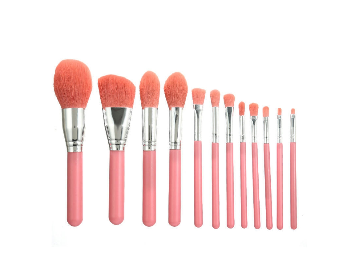 Conjunto de Base em Pó Corretivos Sombras Conjunto de Maquilhagem 12 Peças Mini Pincéis de MaquilhagemPink LUUCOZK