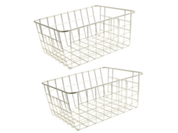 Cesta De Congelador À Prova De Ferrugem, Grande Capacidade, Ferro, Armazenamento, Para Geladeira, Frutas, Lanches, Bebidas, 2 Peças, Ouro
