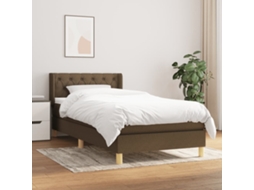 Vidaxl Cama Com Molas/colchão 80x200 Cm Tecido Castanho-escuro