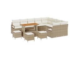 Conjunto 13 Conjunto De Sofá De Jardim Vidaxl Bege Vime Pe (110 X 55 X 71 Cm)