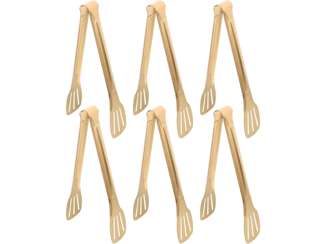 Conjunto De 6 Peças Pinças Aço Inoxidável Para Servir Na Cozinha, Incluindo Pinças Para Torradas E Saladas, Ideais Para