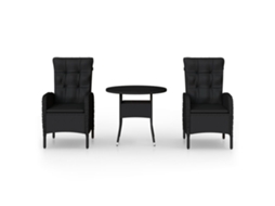 Bistro Set, Bistro Sets Vidaxl Preto Rattan / Vime (ø 80 Cm Table)