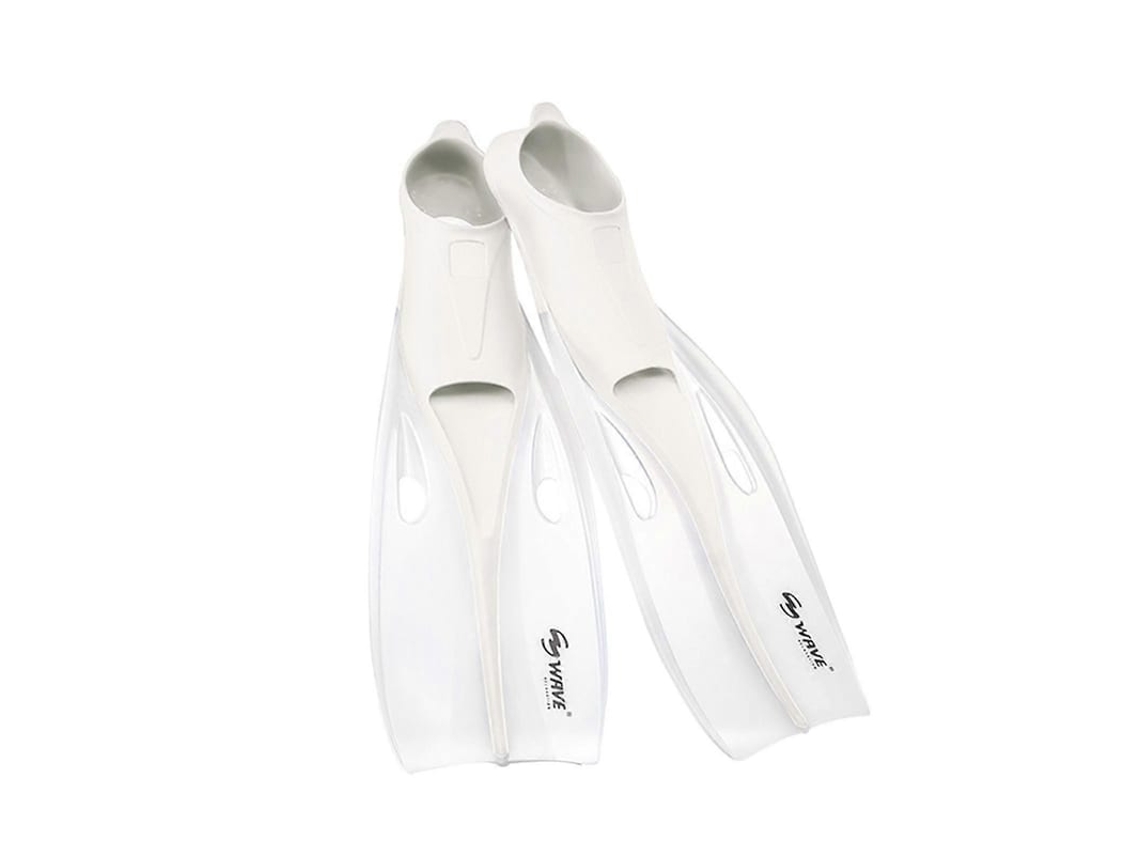 Aletas De Mergulho Full Foot Sem Cintos Para Snorkeling E Natação Tamanhos 4 Com Bolsa De Malha Xl Branco Transparente