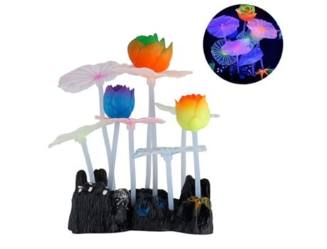 Ornamento de Lótus de Efeito Brilhante Decoração de Silicone Decoração de Aquário para Aquário com Ventosa Estilo 3