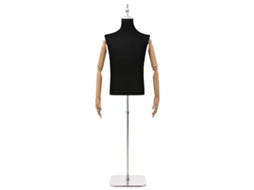 Vidaxl Mannequin Ajustável De 170-218 Cm Com Base Masculino Pp Preto