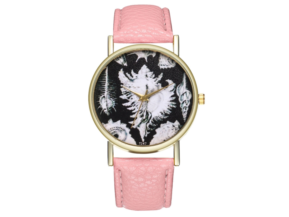 Relógio masculino Zhoulianfa T247-a rosa, analógico, de quartzo, com pulseira de PU.