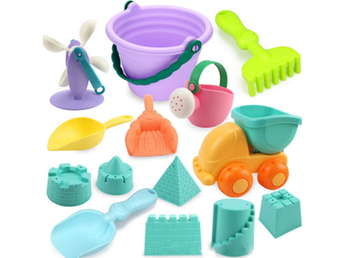 Conjunto De 14 Peças Brinquedos Praia Infantis Em Cores Sortidas, Plástico Para Banho E Caixa Areia. Presente Perfeito. -aquaforge
