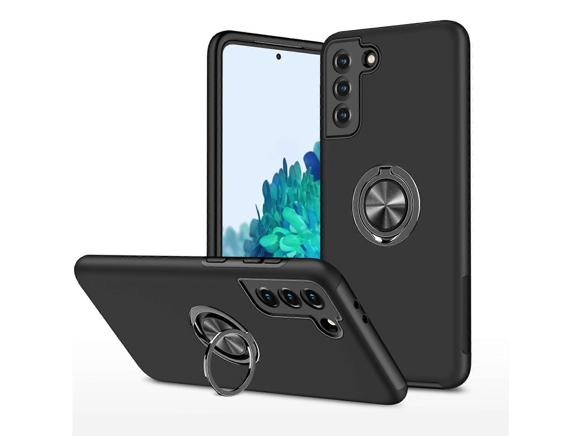 Para Samsung Galaxy S21 5g Pc Tpu Capa Protetora Magnética À Prova De Choque Com Suporte De Anel Invisível