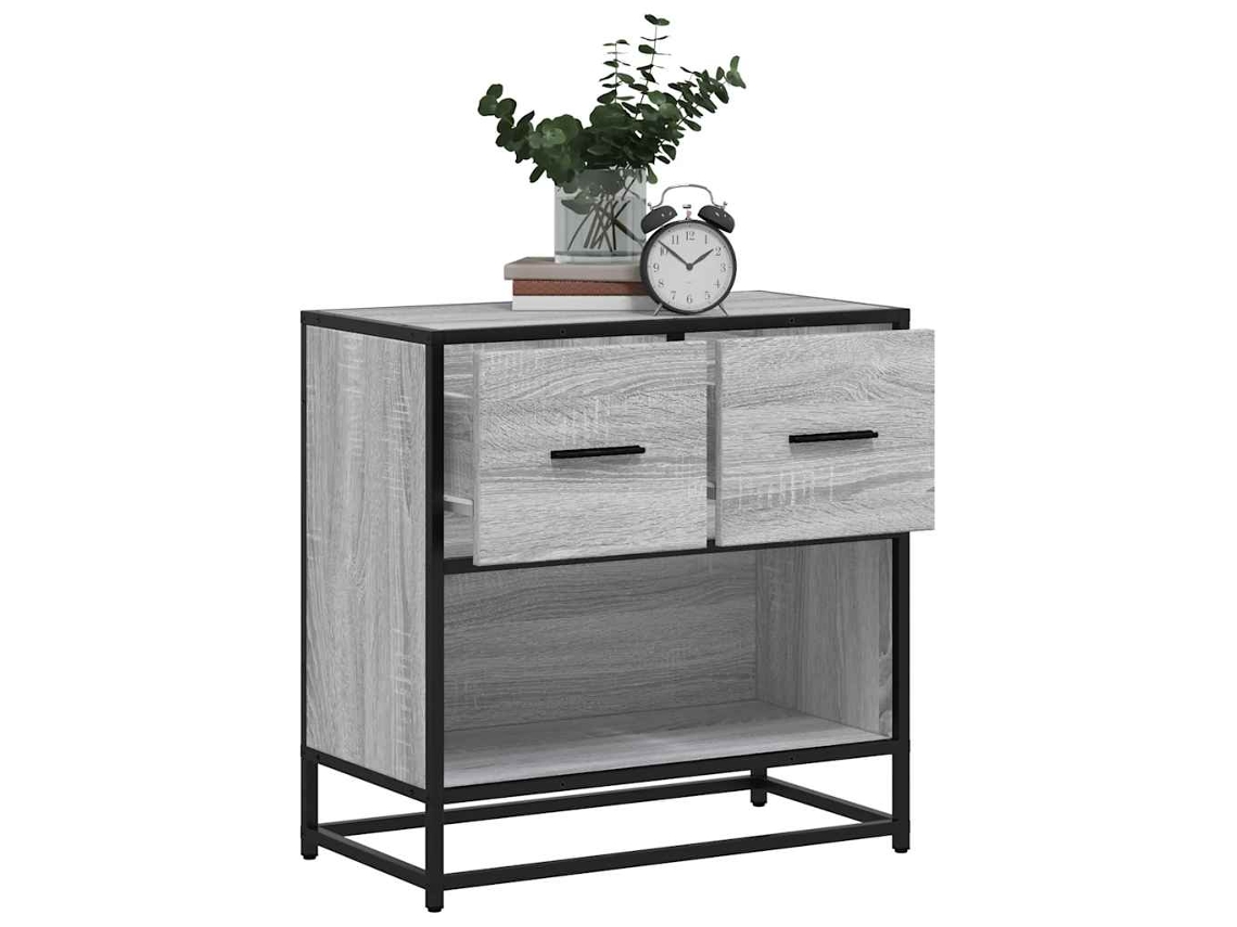 Vidaxl Mesa De Cabeceira Sonoma 60x31x60 Cm Madeira E Metal Cinzento