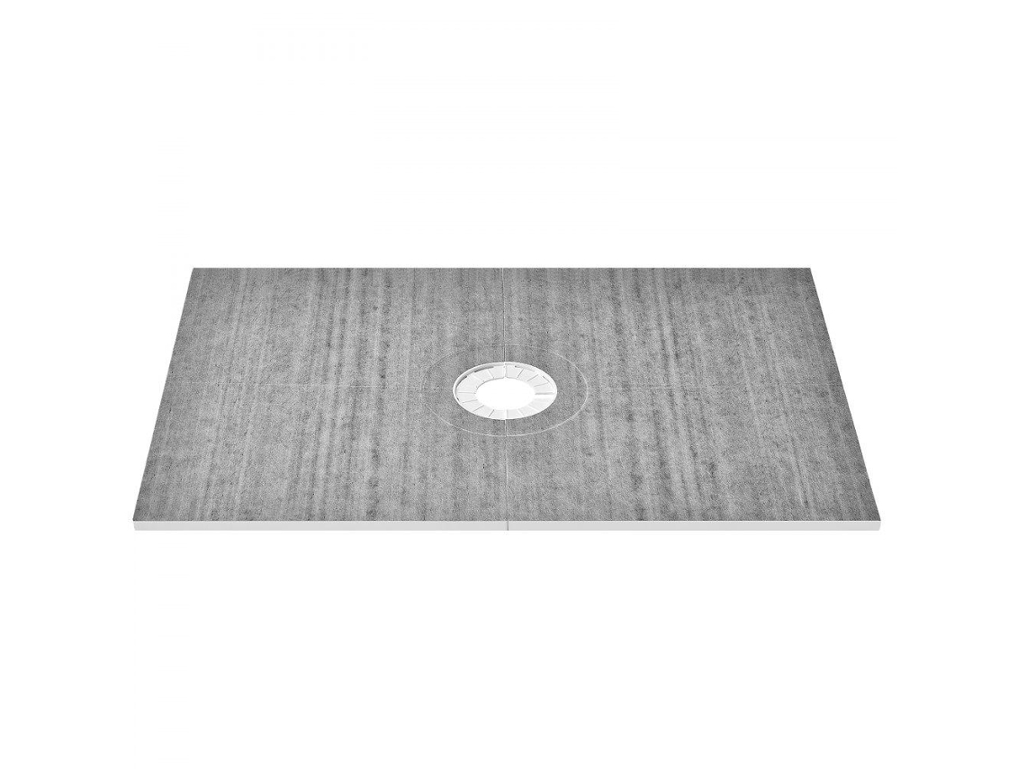 Base De Duche Eps Com Dreno Central 160mm, Kit De Instalação Com Inclinação E Membrana Hdpe Tekmaquinas