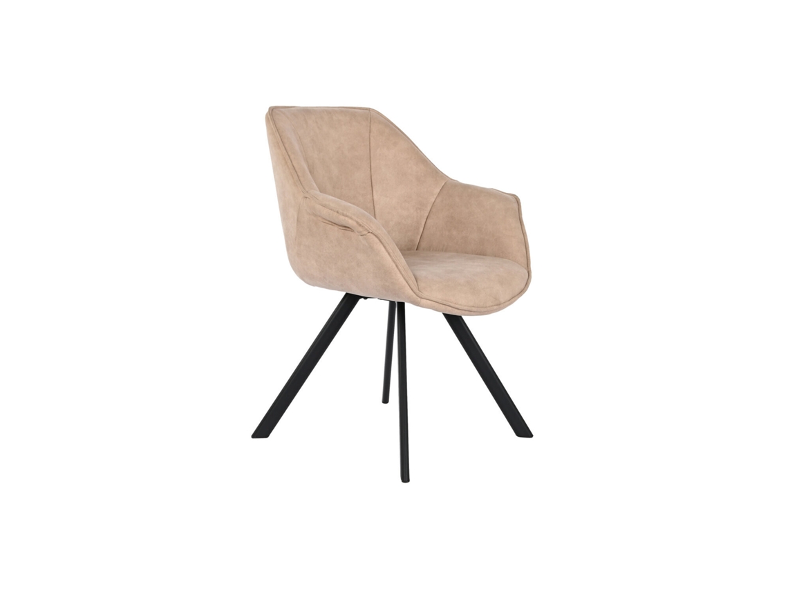 Cadeira de Microfibra, Metal, Couro Sintético Bege (64x67x85cm) ALEXANDRA HOUSE LIVING