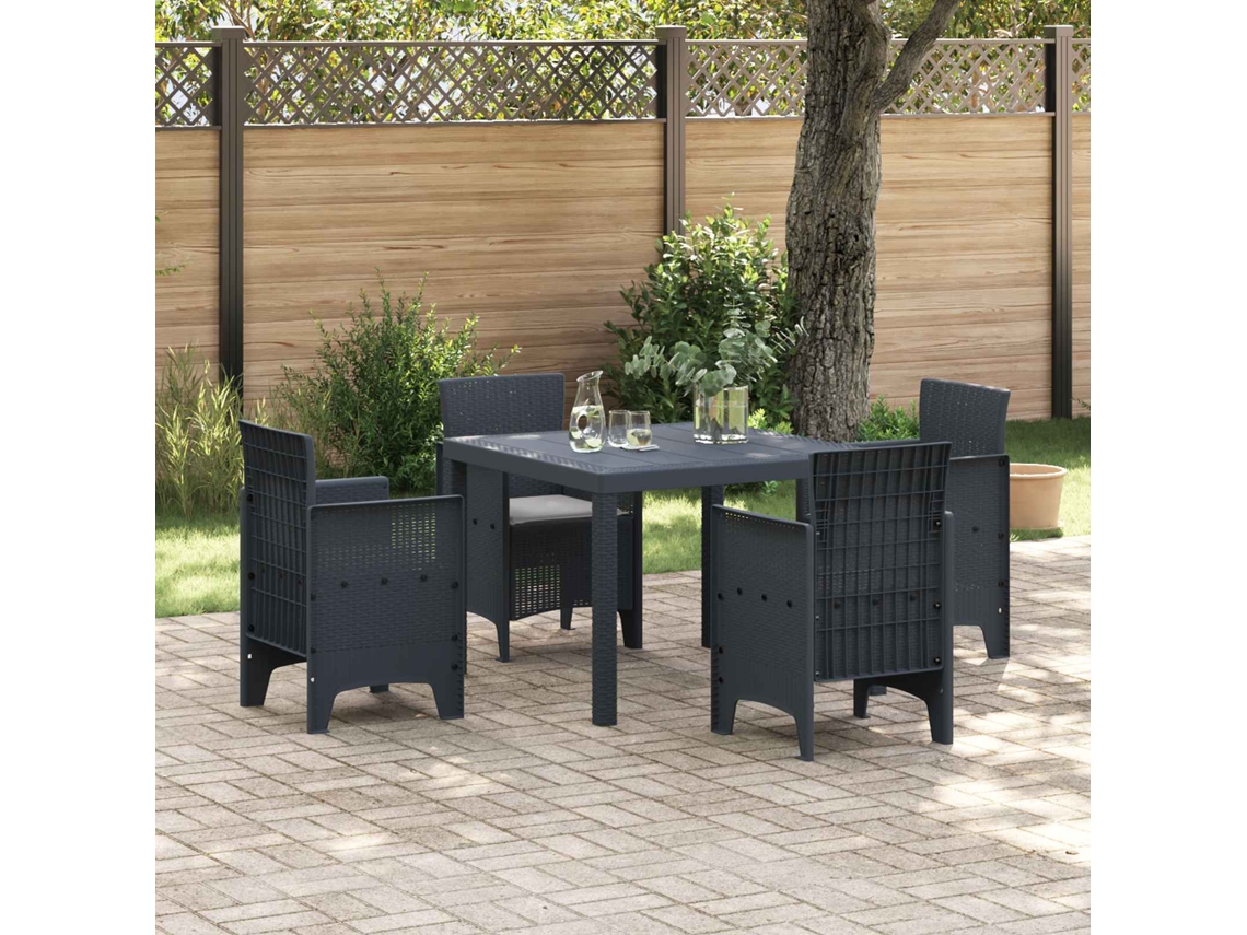 Vidaxl Conjunto De Jantar Para Jardim 5 Pcs Antracite Polipropileno